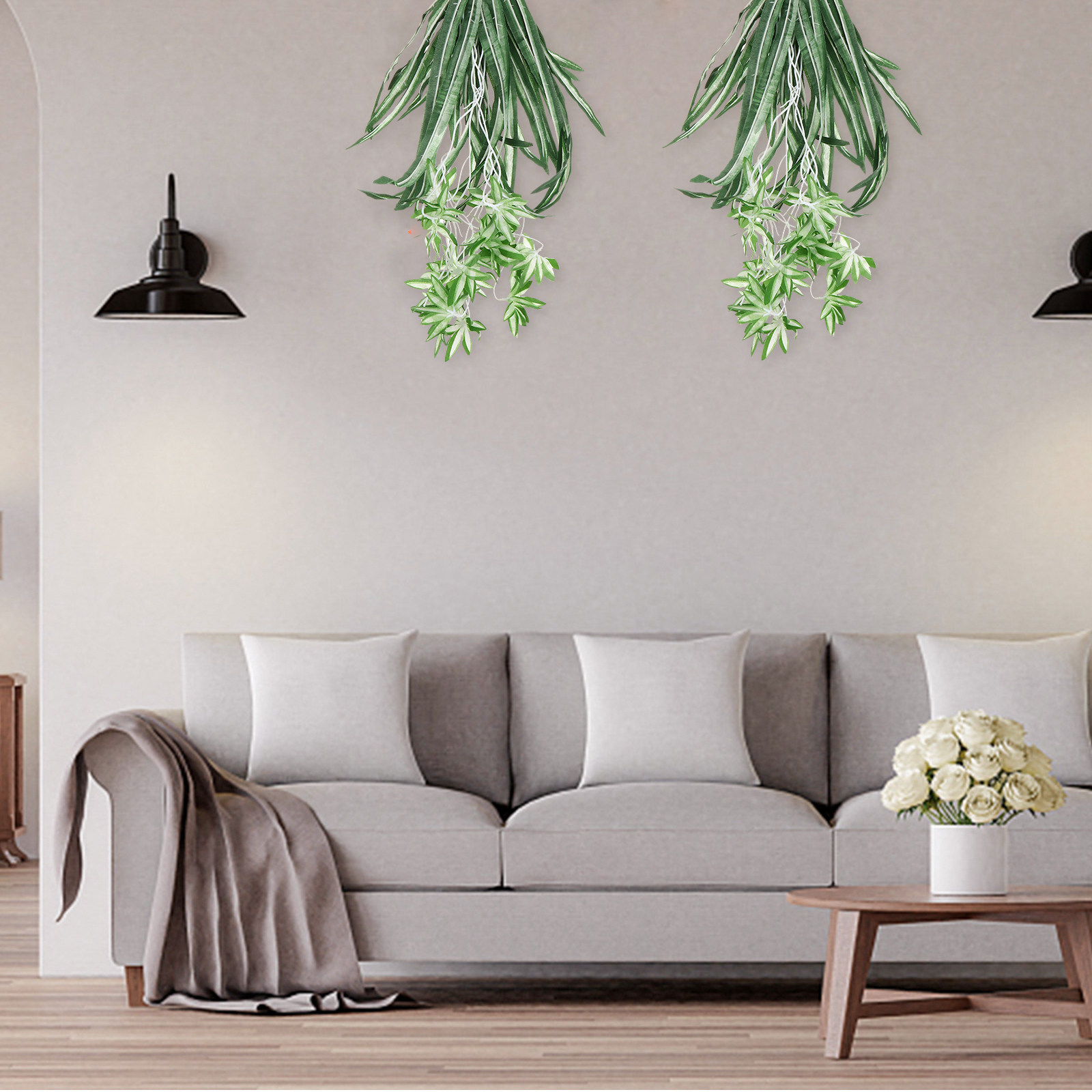 Spider Plant Hanging - 1개입, 사실적인 디자인의 인조 클로로피툼(스파이더 플랜트),