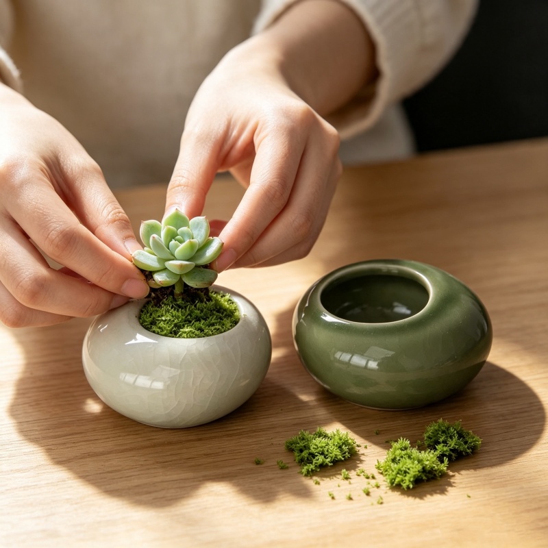 미니 아이스크랙 글레이즈드 화분, 창의적인 다육식물 화 - Echeveria Succulent 리뷰 및 가격