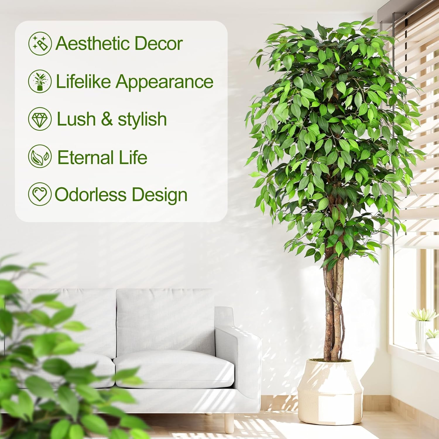 실제와 같은 인조 고무나무, 자연스러운 줄기와 풍성한  - Ficus Lyrata Tree 리뷰 및 가격