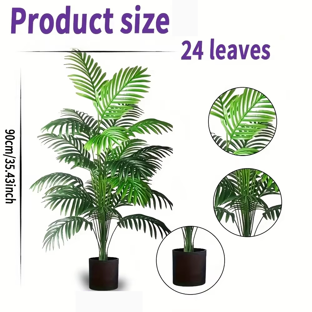 24잎 아레카야자 인조 식물 나무 화분 플라스틱 녹색  - Dracaena Marginata 리뷰 및 가격
